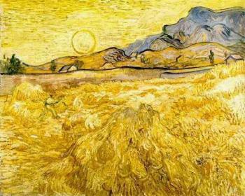 Vincent Van Gogh : Wheat Field with Reaper and Sun